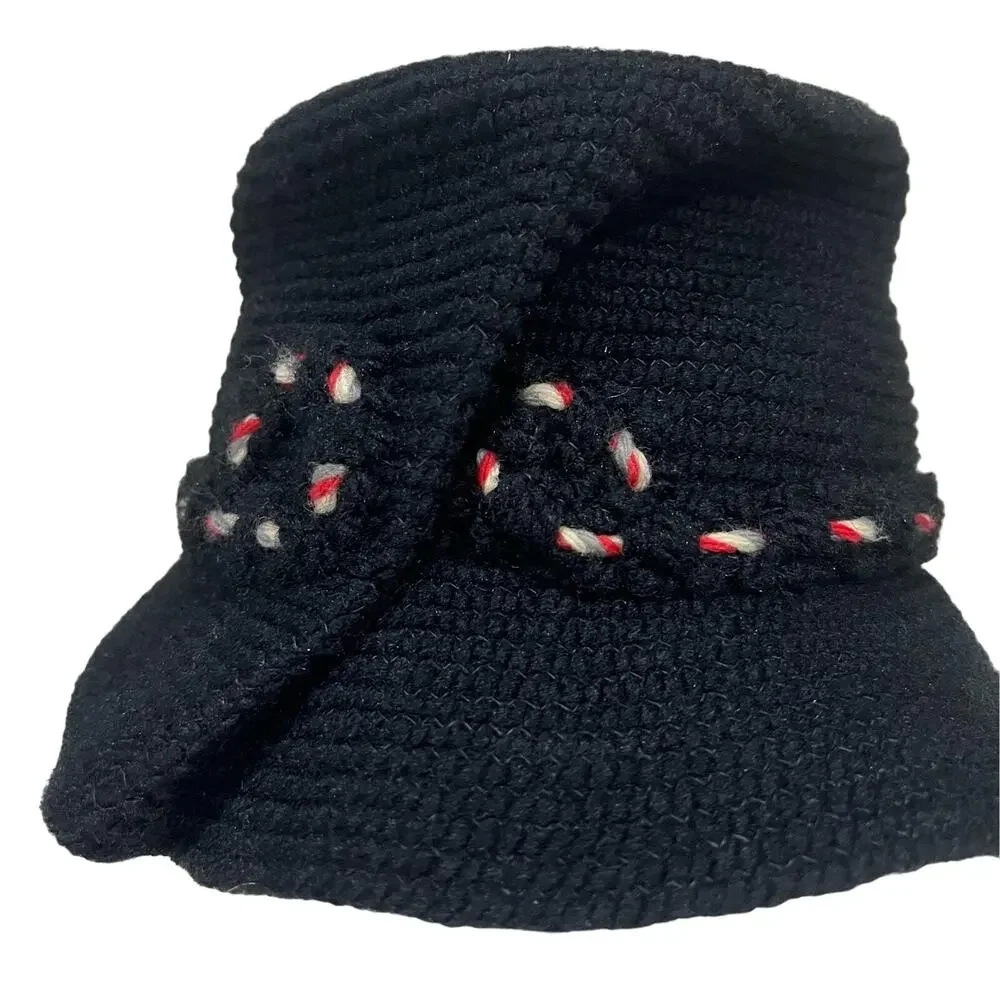 Everitt Needlepoint Vintage Women’s Hat Fascinator Black Cloche Woven Rope Band